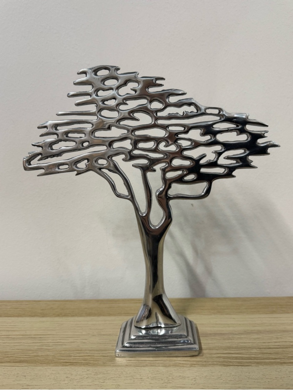Modern Pewter Tree Sculpture - Accent
